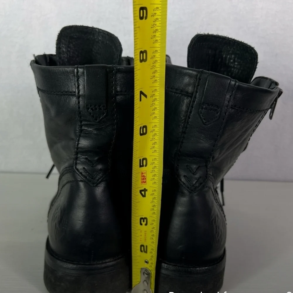 Diesel black leather combat boots outside zip lace mohawk. - Picture 5 of 6